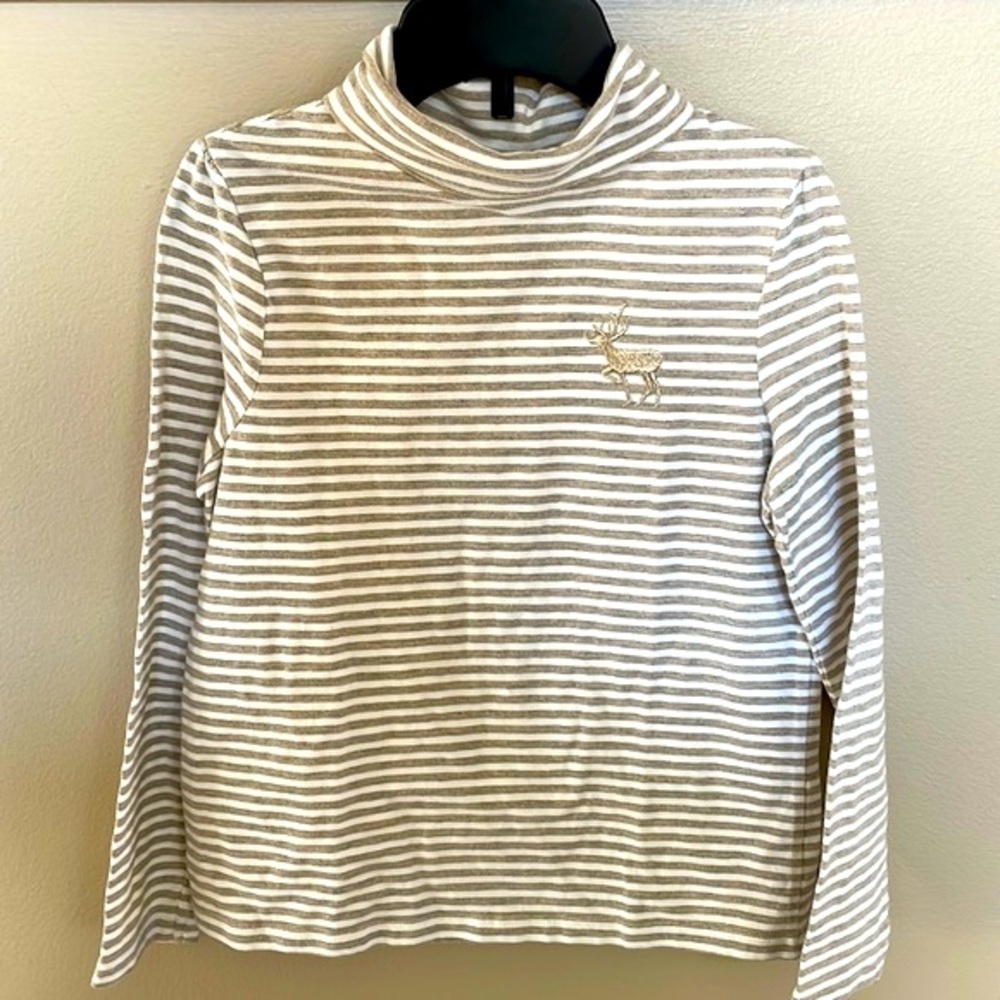 Palomino girls toddler turtleneck cotton stretch top striped lurex gold 4T